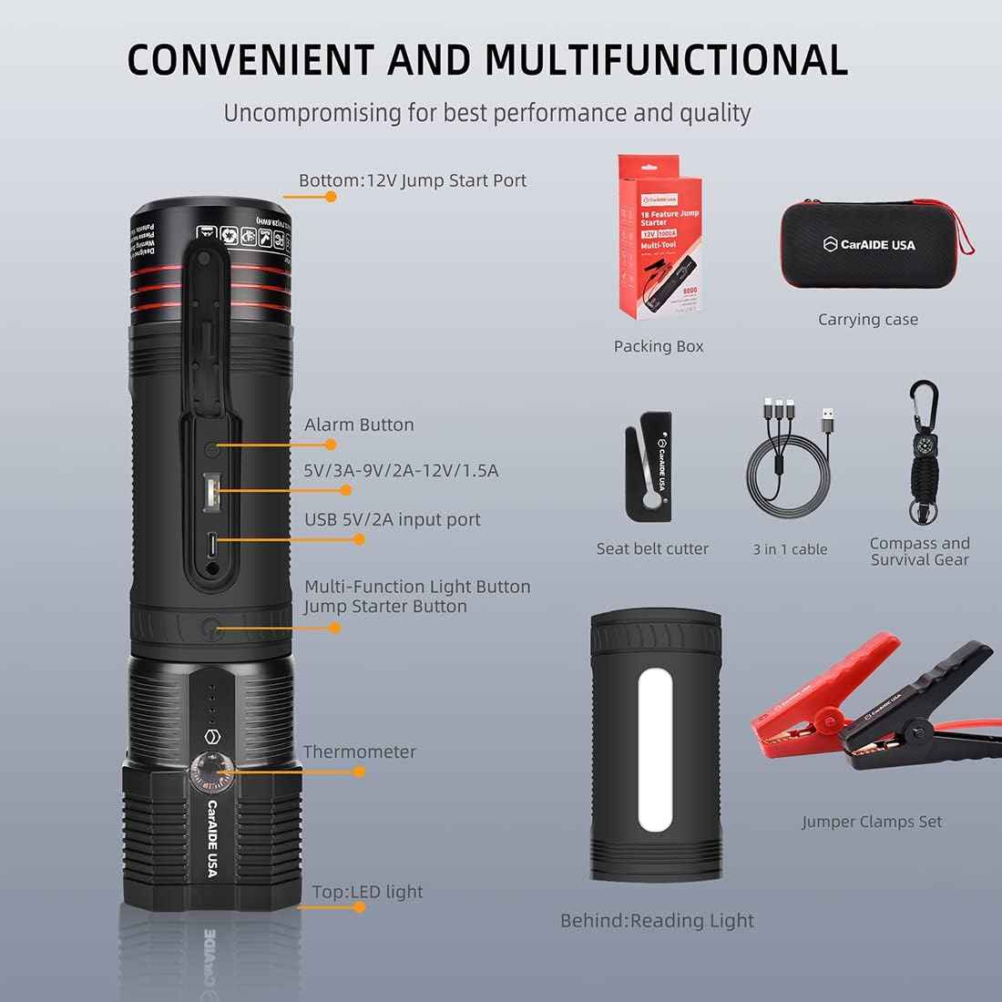 Arrancador de batería Multi-Herramienta CarAide 18 en 1