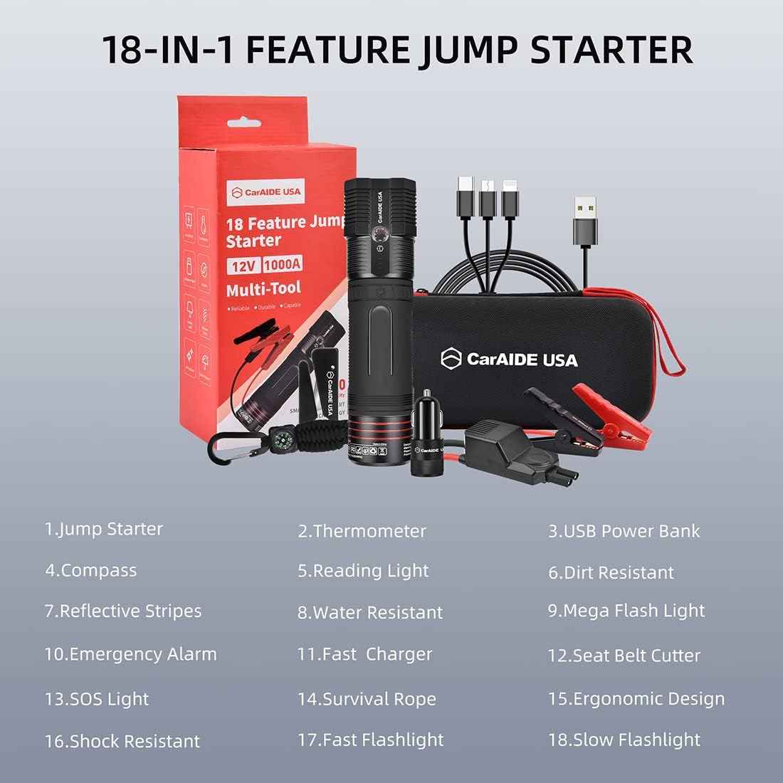 Arrancador de batería Multi-Herramienta CarAide 18 en 1