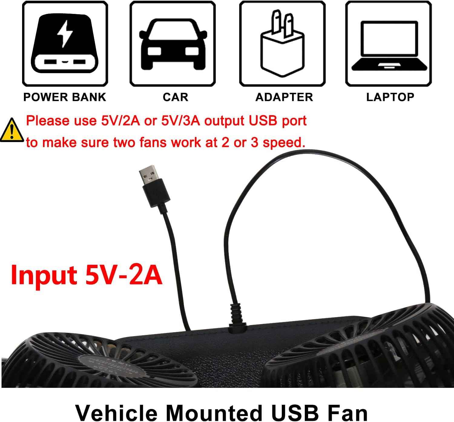 Ventilador para automóvil Tripole Dual Head