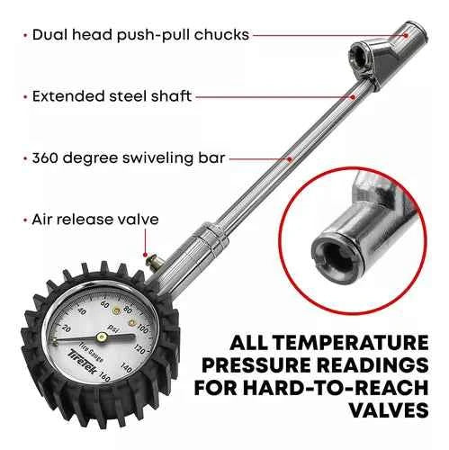Medidor para presión de aire en neumáticos Tiretek Truck 160PSI