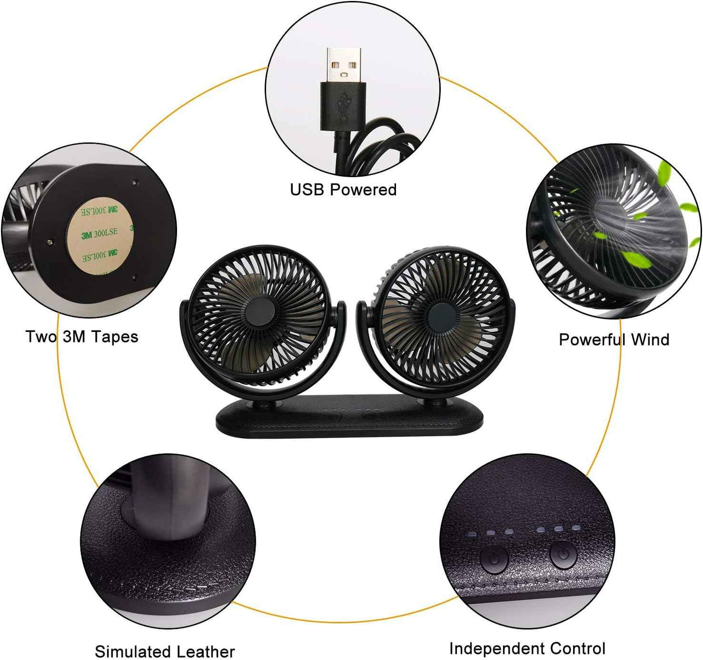 Ventilador para automóvil Tripole Dual Head