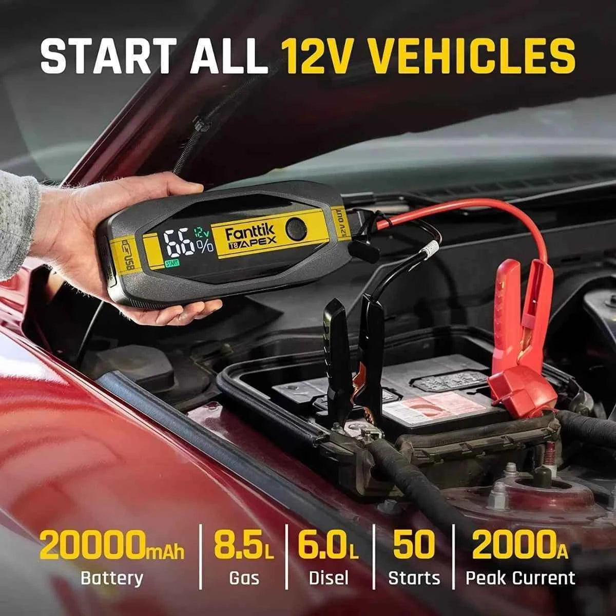 Arrancador para batería de vehículos 2000 amperios Fanttik T8 Apex